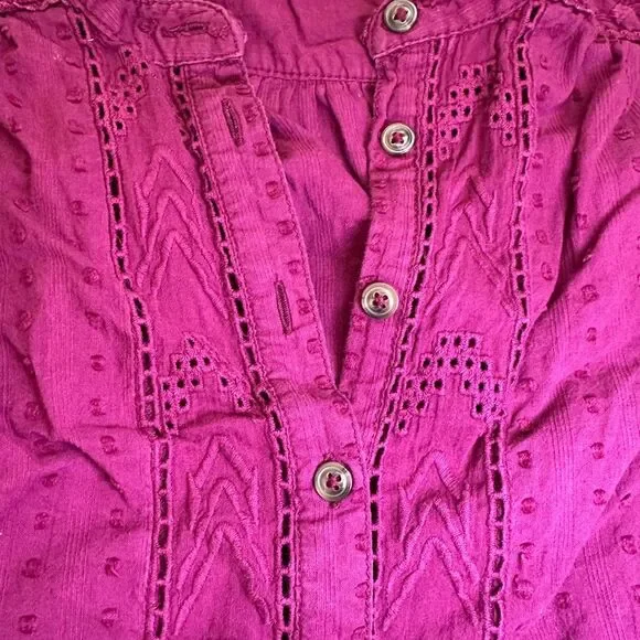 Pilcro by Anthropologie Tavi magenta button down oversized blouse top size‎ xs - Picture 12 of 14